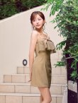 ベージュ　モデル：かるあ　身長：156cm　着用サイズ：Sサイズ