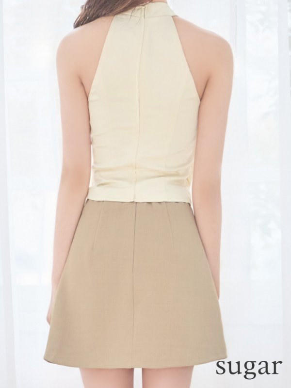 アイボリー×ベージュ　モデル：カルア　身長156cm　着用サイズ：Sサイズ