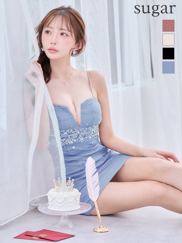 ブルー　モデル：りな　身長：160cm　着用サイズ：Sサイズ