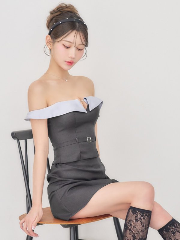 ブルーxグレー　モデル：るりぴ　身長：165cm　着用サイズ：Sサイズ