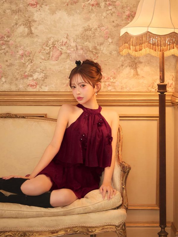 ワインレッド　モデル：りな　身長：160cm　着用サイズ：Sサイズ
