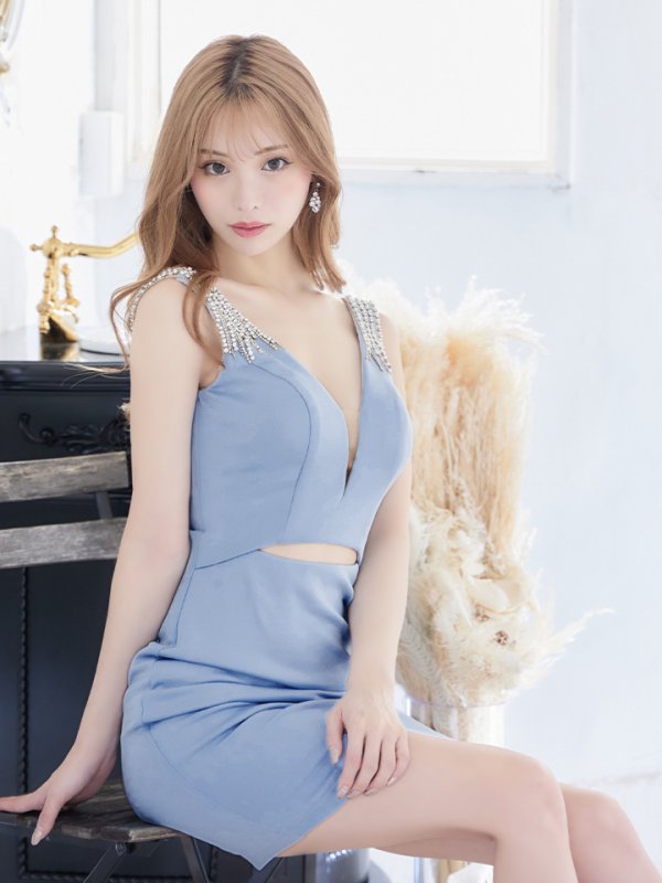 画像9: sugarxARコラボカラー・XSサイズあり【ANGEL R/エンジェルアール】オーロラビジュー/ ウエストカット/ バッグシャン/ タイト/ キャバドレス[OF2] (9)