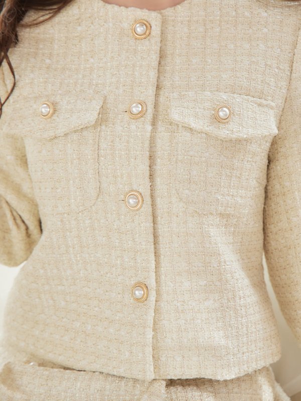 画像9: 【an to you/アントューユー】セットアップ/袖/ ジャケット/ ツイード/台形スカート /プリーツ/ノーカラー[OF05] (9)