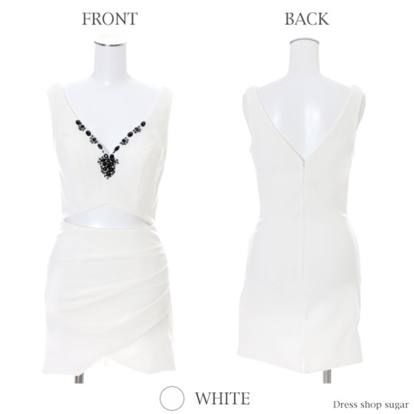 画像11: ☆XSサイズあり☆【Lip line/リップライン】胸元ビジューxウエストカットタイトミニキャバドレス・s6B1708[HC03] (11)