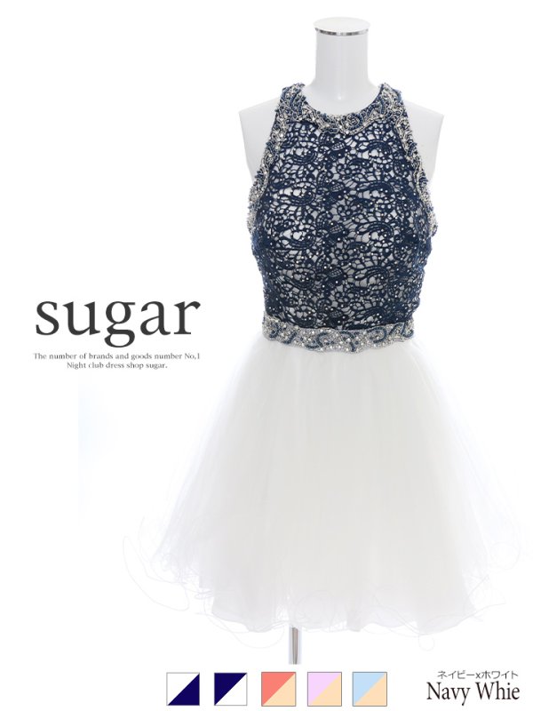 画像4: ☆XSサイズあり☆【Lip line/リップライン】ケミカルレース切り替えアメスリフレアミニキャバドレス♪s6B1705[HC03] (4)