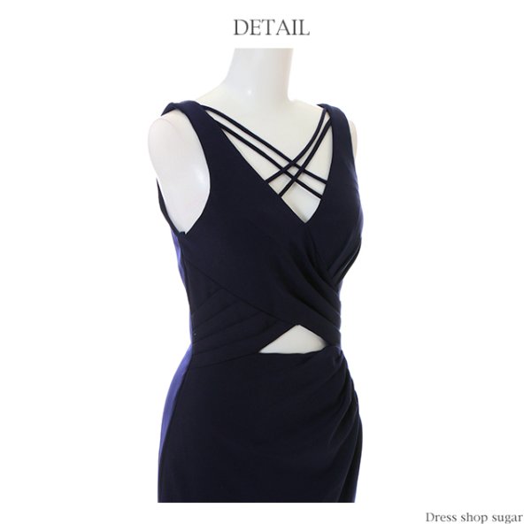 画像12: 【Lip line/リップライン】ウエストカット/胸元クロス/ワンカラー/ミニドレス /キャバドレス[HC03] (12)