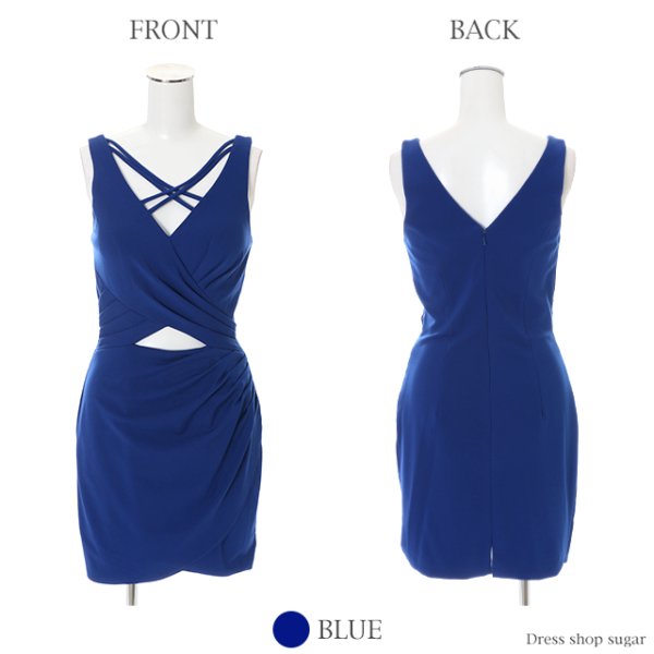 画像9: 【Lip line/リップライン】ウエストカット/胸元クロス/ワンカラー/ミニドレス /キャバドレス[HC03] (9)