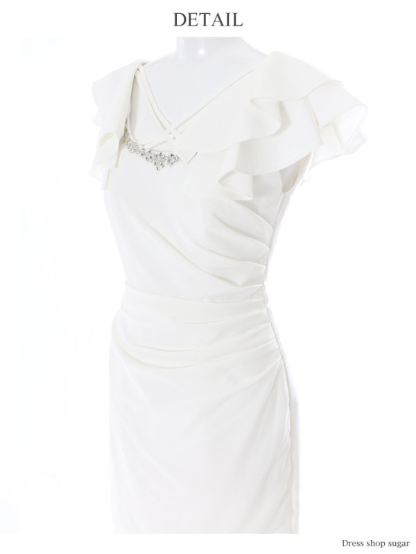 画像12: 【Lip line/リップライン】フリルスリーブ/クロスデザイン/ワンカラー/ミニドレス /キャバドレス[HC03] (12)