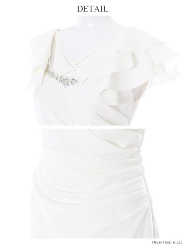 画像13: 【Lip line/リップライン】フリルスリーブ/クロスデザイン/ワンカラー/ミニドレス /キャバドレス[HC03] (13)