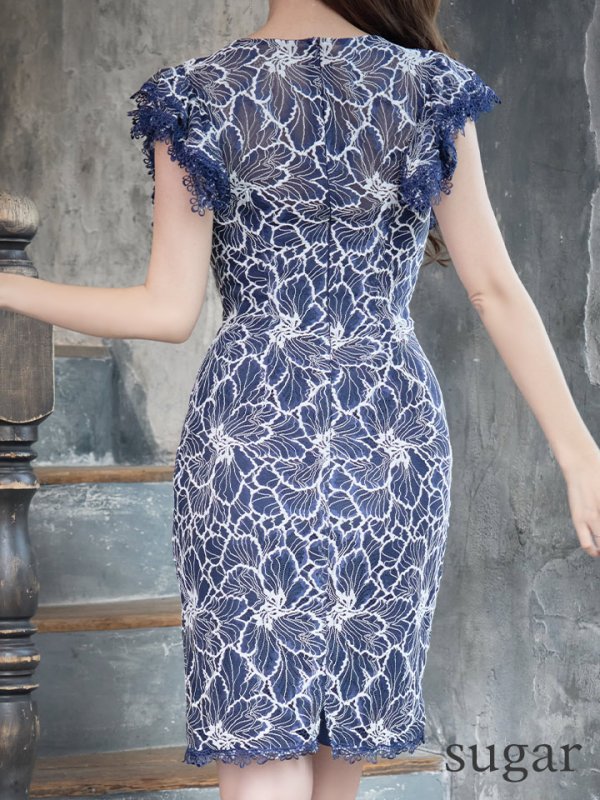 画像9: Lサイズあり!!【Lip line/リップライン】フラワーレース/フリルスリーブ/タイト/ミニドレス /キャバドレス[HC03] (9)