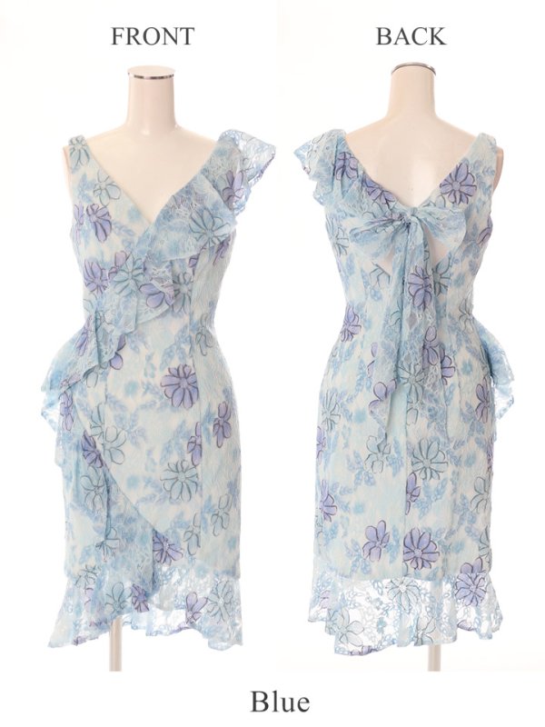 画像9: 【Lip line/リップライン】フリル/フラワープリント/タイト/ミニドレス /キャバドレス[HC03] (9)