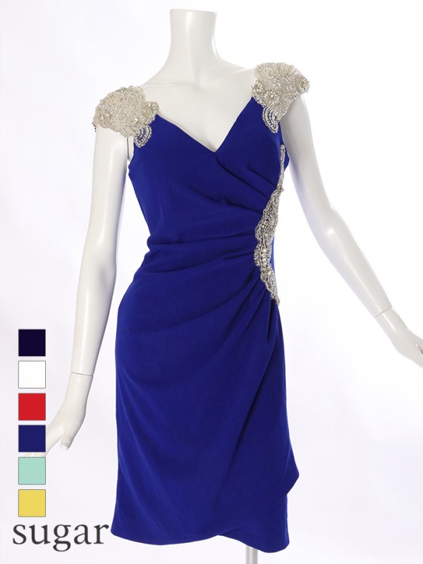 画像16: 【Lip line/リップライン】ビジューデザイン/ ストレッチ/ タック/ タイト/ ミニドレス/ キャバドレス[HC03] (16)