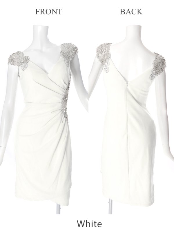 画像20: 【Lip line/リップライン】ビジューデザイン/ ストレッチ/ タック/ タイト/ ミニドレス/ キャバドレス[HC03] (20)