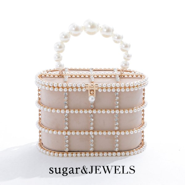 画像2: ラインストーン/パールボックスバッグ【1カラー】[OF01A] (2)