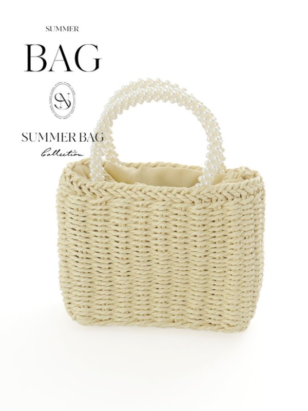 画像2: 【バッグ】パールハンドル編みバッグ【1カラー】[YMT] (2)
