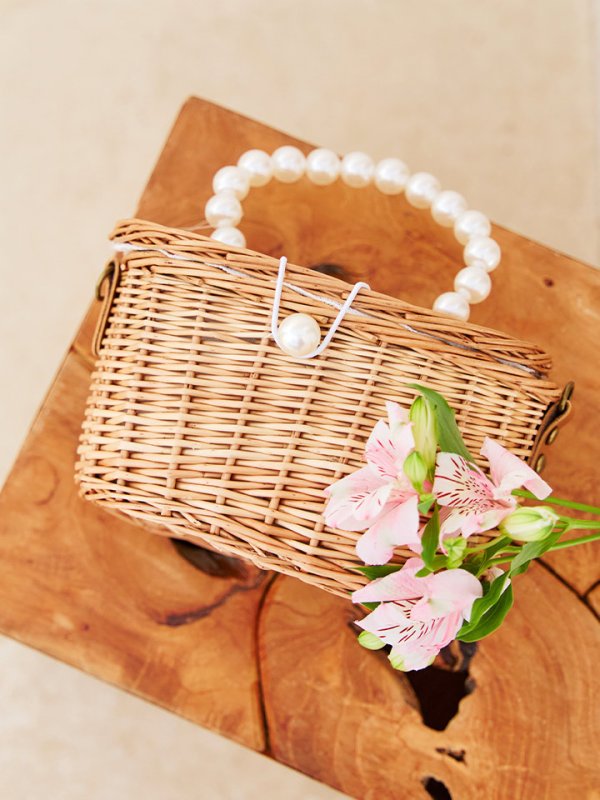 画像5: 【バッグ】パールハンドル付き編みカゴバッグ【1カラー】[YMT] (5)