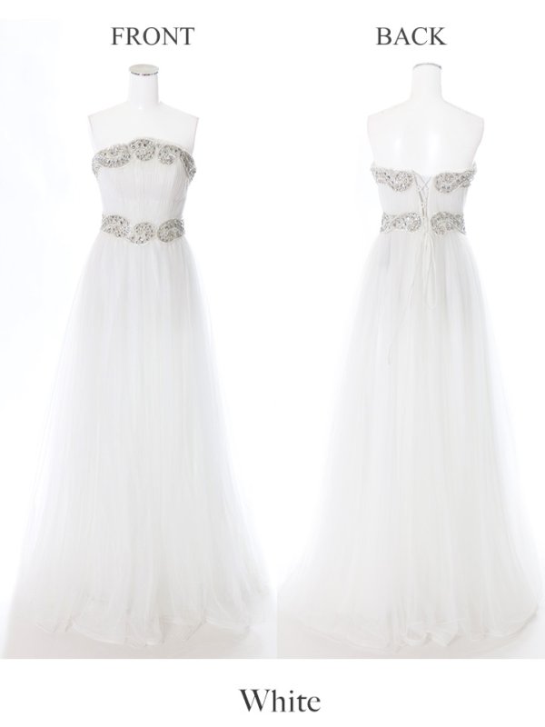 画像7: 【Lip line/リップライン】ベア/ビジュー/ チュール/ Aライン/ ロング/ キャバドレス long[HC03] (7)