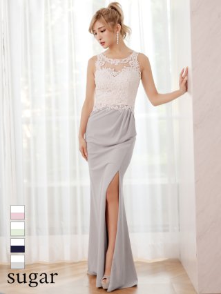 Lip line/リップライン】刺繍/スリット/ロング/ロングドレス /キャバ