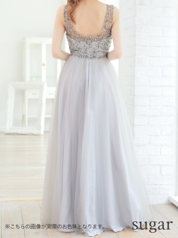 画像6: 【Lip line/リップライン】ビーズ刺繍/Aライン/チュール/ロングドレス /キャバドレスlong[HC03] (6)