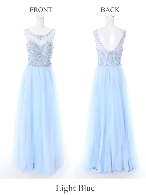 画像10: 【Lip line/リップライン】ビーズ刺繍/Aライン/チュール/ロングドレス /キャバドレスlong[HC03] (10)