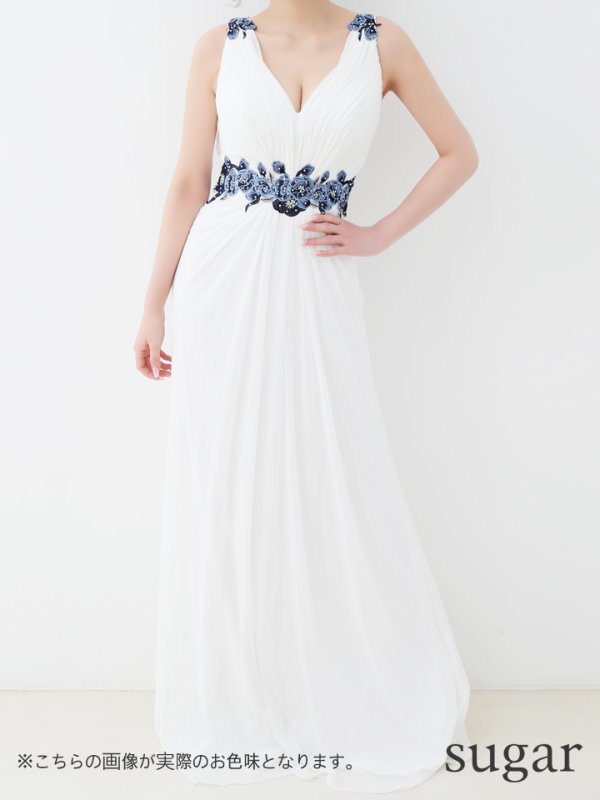 画像6: 【Lip line/リップライン】フラワー刺繍/チュール/スピンドル/ロングドレス /キャバドレスlong[HC03] (6)