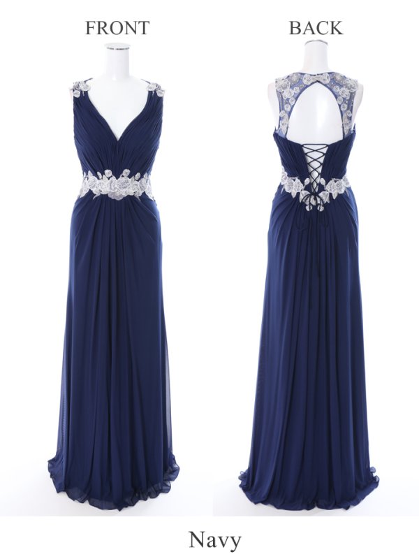 画像10: 【Lip line/リップライン】フラワー刺繍/チュール/スピンドル/ロングドレス /キャバドレスlong[HC03] (10)