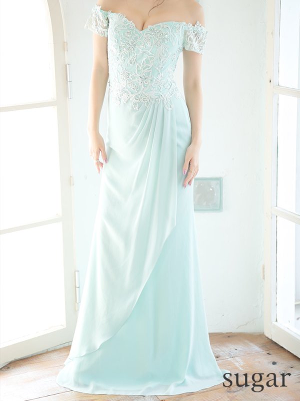 画像5: 【Lip line/リップライン】ビーズ刺繍/ オフショル/  シフォン/ ロング/ロングドレス /キャバドレス/long[HC03] (5)