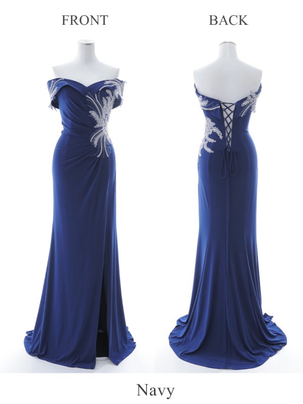 画像6: 【Lip line/リップライン】刺繍/オフショル/ストレッチ/ロングドレス /キャバドレスlong[HC03] (6)