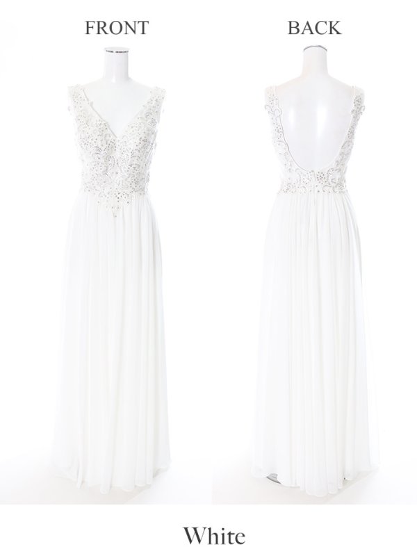 画像9: 【Lip line/リップライン】刺繍/シフォン/Aライン/ロングドレス /キャバドレスlong[HC03] (9)