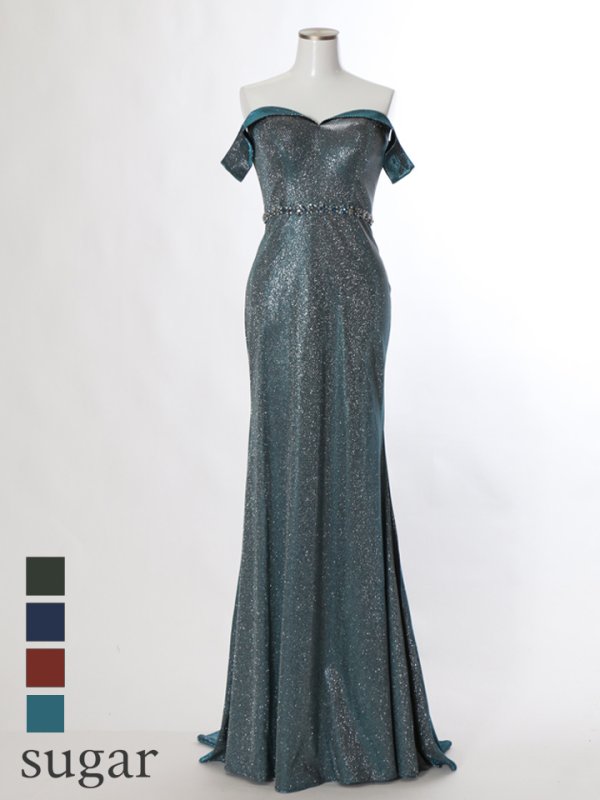 画像2: 【Lip line/リップライン】ラメニット/ オフショル/ スリット/ キャバドレス long[HC03] (2)