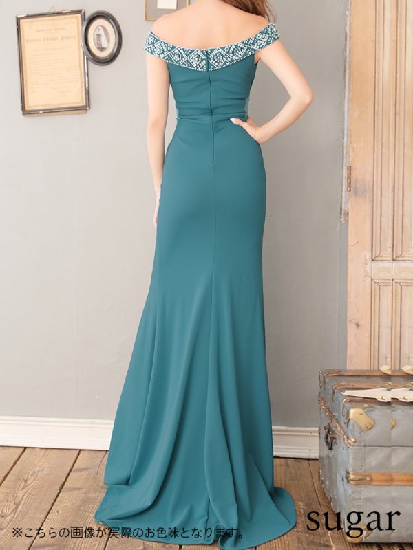 画像10: 【Lip line/リップライン】オフショルダー/ ビジュー/ サイドシアー/ スリット/ キャバドレス/ ロングドレスlong[HC03] (10)