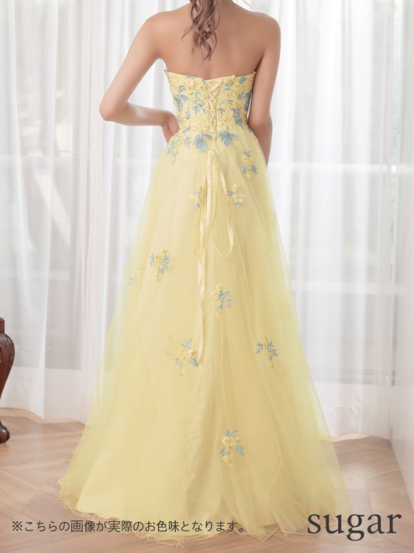 画像6: 【Lip line/リップライン】フラワー刺繍/ Aライン/ チュール/ ベア/ ロング/ キャバドレスlong[HC03] (6)