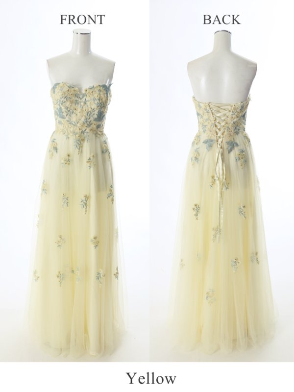 画像8: 【Lip line/リップライン】フラワー刺繍/ Aライン/ チュール/ ベア/ ロング/ キャバドレスlong[HC03] (8)