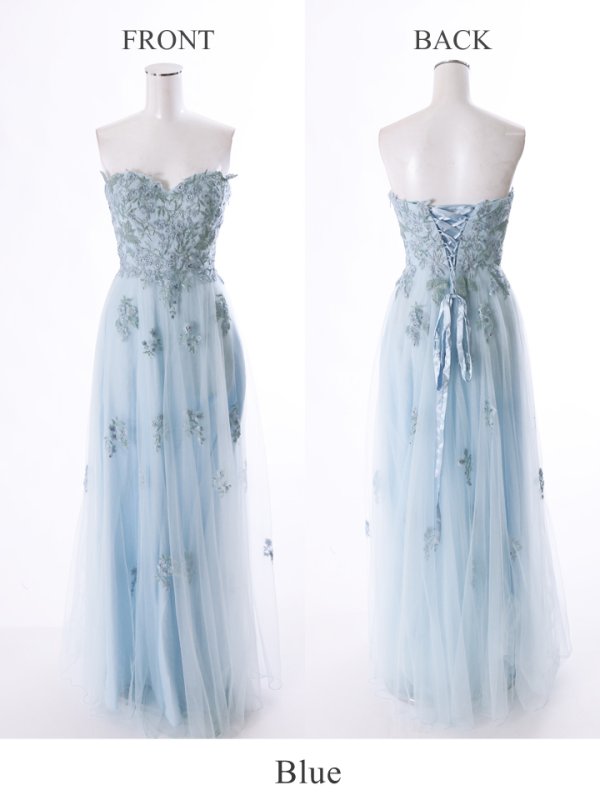 画像9: 【Lip line/リップライン】フラワー刺繍/ Aライン/ チュール/ ベア/ ロング/ キャバドレスlong[HC03] (9)