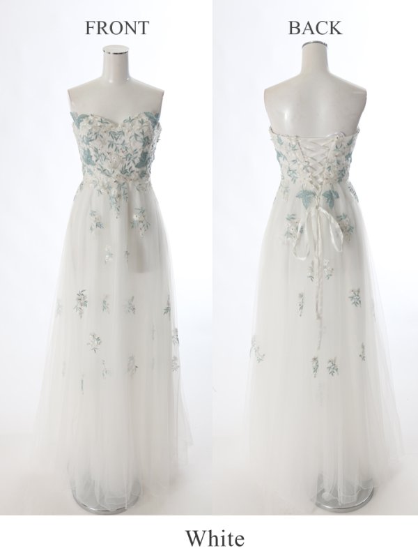 画像10: 【Lip line/リップライン】フラワー刺繍/ Aライン/ チュール/ ベア/ ロング/ キャバドレスlong[HC03] (10)