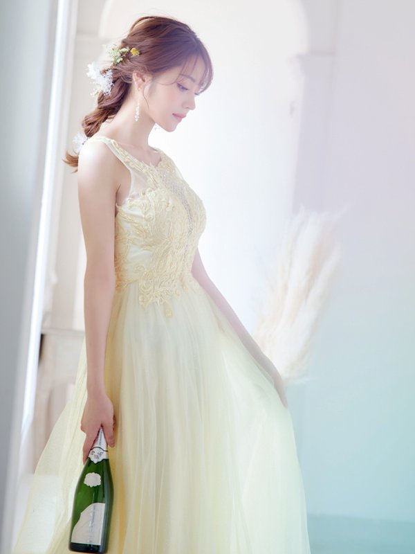 画像12: 【関西コレクション着用】【Lip line/リップライン】ラメ/ 刺繍レース/ ノースリーブ/ チュール/ Aライン/ ロングドレス/ キャバドレスlong[OF05] (12)