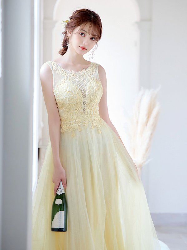 画像15: 【関西コレクション着用】【Lip line/リップライン】ラメ/ 刺繍レース/ ノースリーブ/ チュール/ Aライン/ ロングドレス/ キャバドレスlong[OF05] (15)