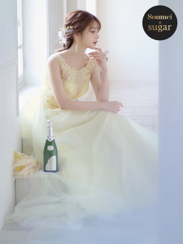 画像4: 【関西コレクション着用】【Lip line/リップライン】ラメ/ 刺繍レース/ ノースリーブ/ チュール/ Aライン/ ロングドレス/ キャバドレスlong[OF05] (4)