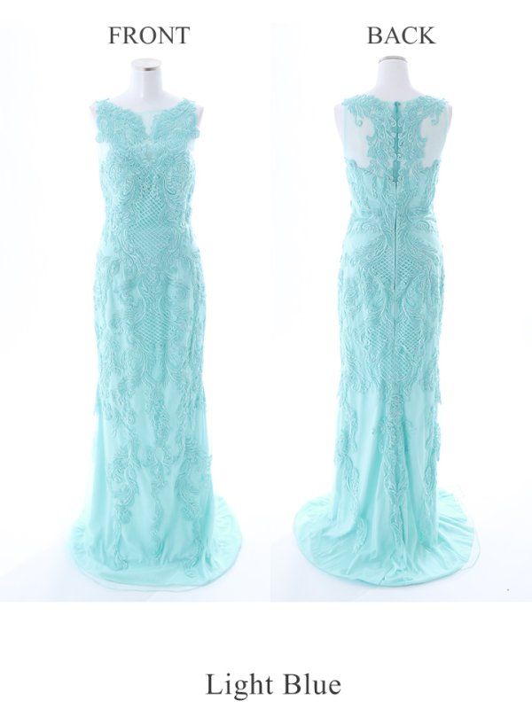 画像11: Lサイズあり【Lip line/リップライン】デザイン刺繍レース/ ノースリーブ/ メッシュ切り替え/ タイト/ ロングドレス/ キャバドレス long[HC03] (11)