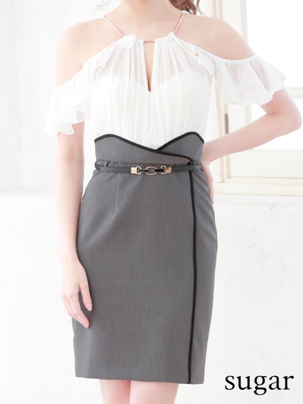 画像6: 【DEA./ディア】ホルターネック/フリルスリーブ/タイト/キャバドレス【OF08】 (6)