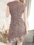 画像11: Lサイズあり【DEA.by ROBE de FLEURS/ディアバイローブドフルール】スパンコールフラワー刺繍/ ウエストリボン/ 膝丈/ キャバドレス[OF2] (11)