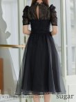 画像9: Lサイズあり【DEA. by ROBE de FLEURS/ディアバイローブドフルール】チュールxレースブラウスセット/ パフスリーブ/ キャミソール/ フレア/ ミモレ丈/ ワンピース/ キャバドレス[OF2] (9)