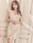 画像4: Lサイズあり【DEA. by ROBE de FLEURS/ディアバイローブドフルール】刺繍レース/ フリル/ レース/ 変形スカート/ タイト/ ミニドレス/ キャバドレス[OF2] (4)