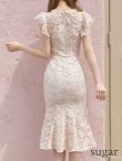 画像9: Lサイズあり【DEA. by ROBE de FLEURS/ディアバイローブドフルール】マーメイド/ フローラルレース/ ミディアム丈/ キャバドレス[OF2] (9)