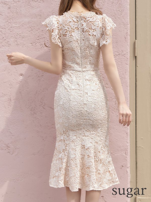 画像10: Lサイズあり【DEA./ディア】マーメイド/ フローラルレース/ ミディアム丈/ キャバドレス【OF08】 (10)