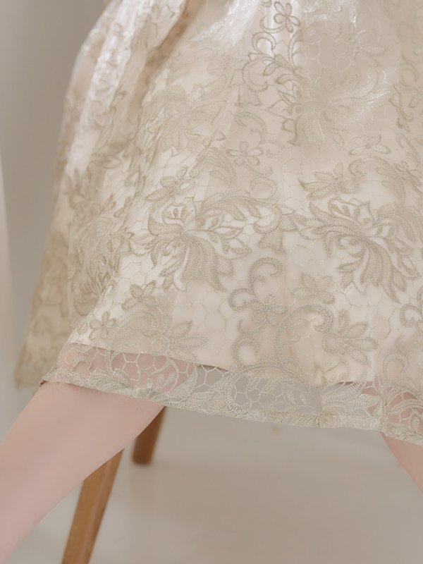 画像8: Lサイズあり【DEA./ディア】2WAY襟付き/ レース/ ノースリーブ/ クラシック/ ワンピース/ ひざ丈/ ミディアム/ キャバドレス【OF08】 (8)