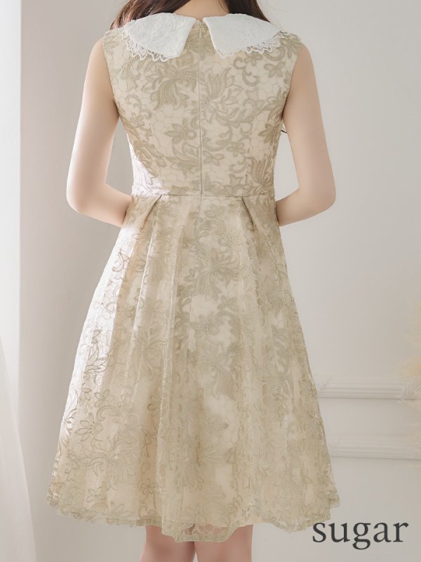 画像11: Lサイズあり【DEA./ディア】2WAY襟付き/ レース/ ノースリーブ/ クラシック/ ワンピース/ ひざ丈/ ミディアム/ キャバドレス【OF08】 (11)