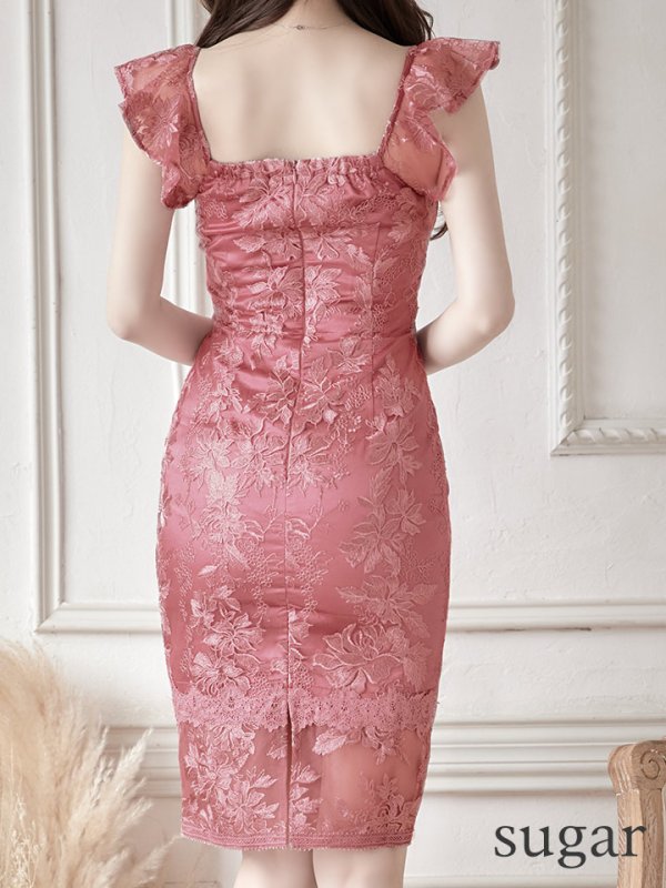 画像14: Lサイズあり【DEA./ディア】ワンピース/ 刺繍レース/ フリル袖/ タイト/ ひざ丈/ ミディアム/ キャバドレス【OF08】 (14)