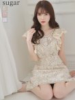 画像1: Lサイズあり【DEA. by ROBE de FLEURS/ディアバイローブドフルール】ワンピース/ 総レース/ パール/ フリル袖/ 袖あり/ 膝丈/ フレア/ミディアム/ キャバドレス[OF2] (1)