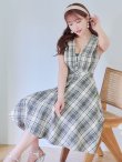 画像4: Lサイズあり【DEA. by ROBE de FLEURS/ディアバイローブドフルール】チェックプリント/ ツイード/ ノースリーブ/ 膝丈/ Aライン/ フレア/ ワンピース/ ミディアムドレス/ キャバドレス[OF2] (4)